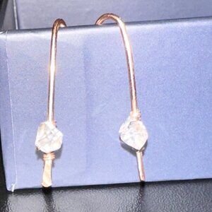 Upside Down V Earrings with Crystal Drops - EUC